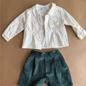 Luli & Me green corduroy dressy short set